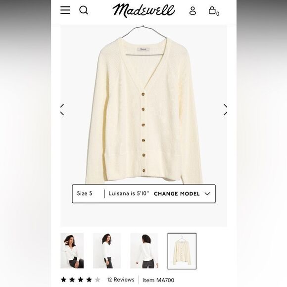 Madewell Maysville V-Neck Cardigan Sweater Button Up V-Neck Cream Size Small - Picture 16 of 16